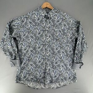 Cinch‎ Mens Paisley Button Down Western Shirt Blue Green MTW1104767 Large L